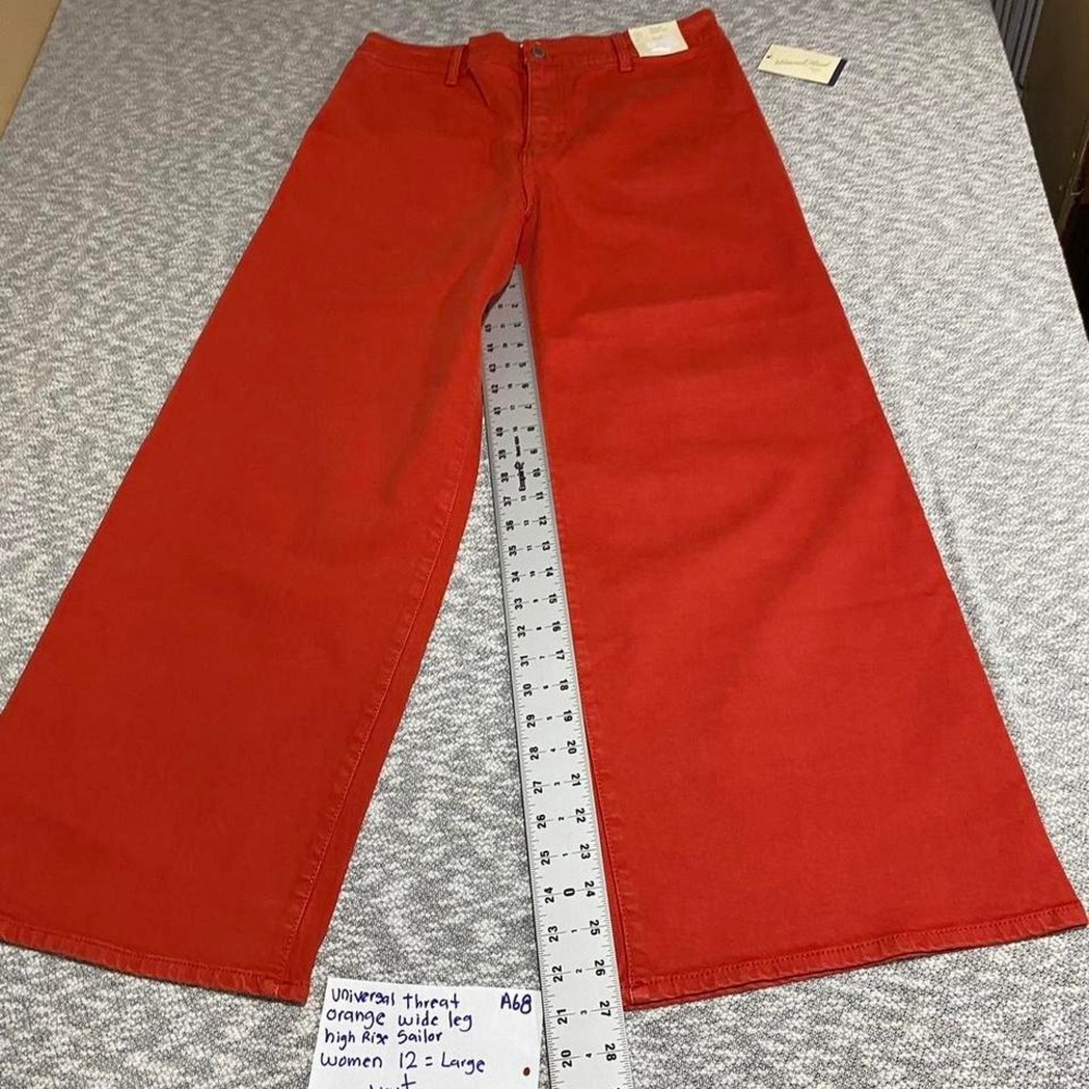 Universal Thread orange wide leg high rise sailor jeans women12=L. SKU-A68 - Picture 2 of 8